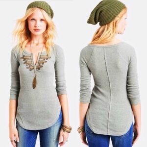 Free People Military Detail Embroidered Thermal Large